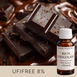 Kawałki ciemnej czekolady z płynną polewą.