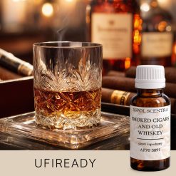 Szklanka whiskey i cygaro leżące na stole.