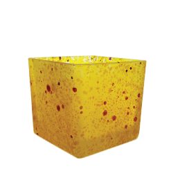 Pojemnik szklany K10 019 w kolorze żółtym z efektem nakrapiania