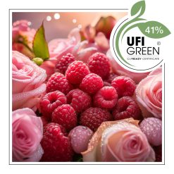 Soczyste maliny otoczone różowymi różami. - AF70 2070