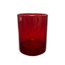 K10 012 czerwony błysk transparent - pojemnik szklany do świec