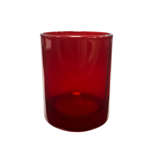 K10 012 czerwony błysk transparent - pojemnik szklany do świec