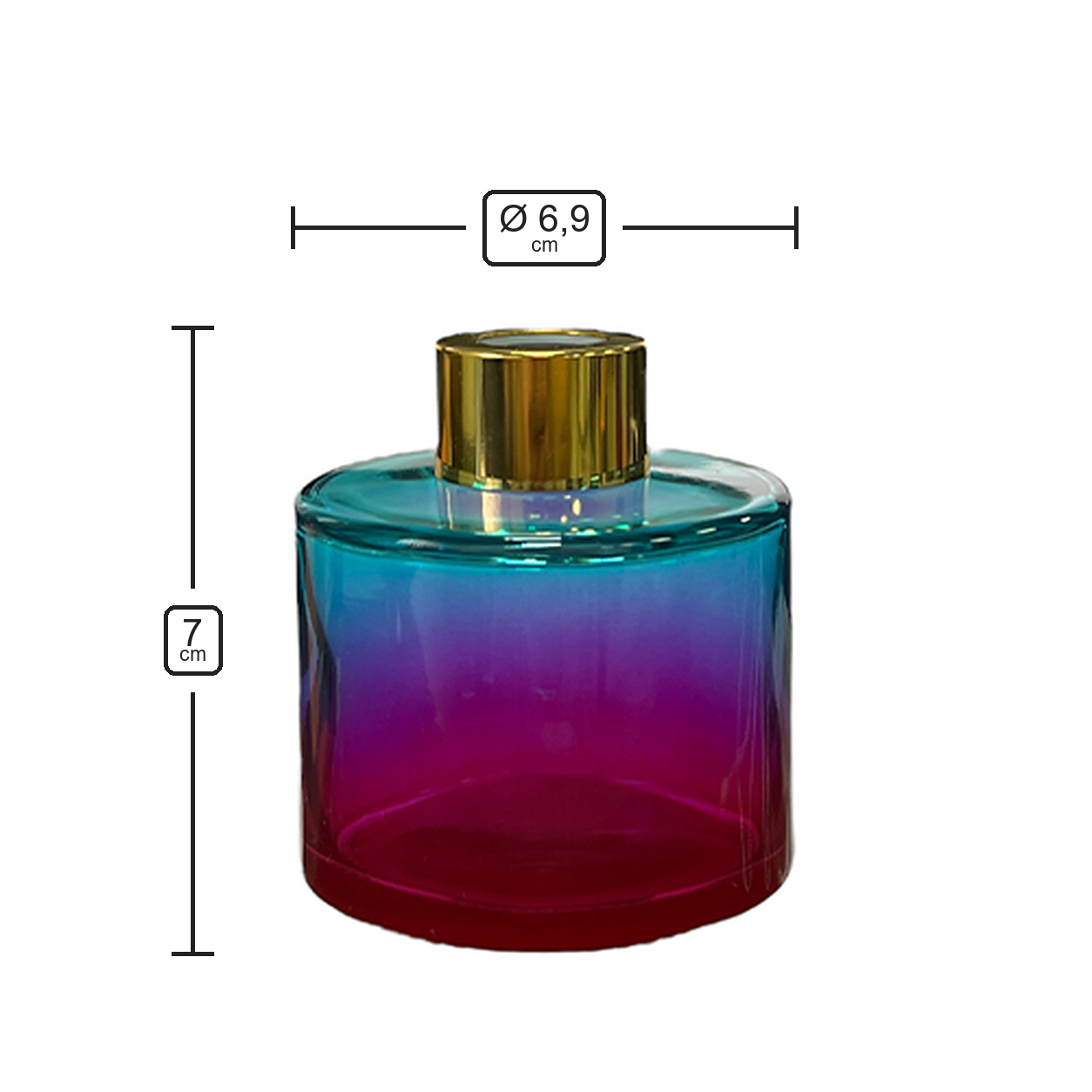 Dyfuzor zapachowy okrągły Niebiesko Różowy OMBRE 100 ml – gold – wymiary produktu
