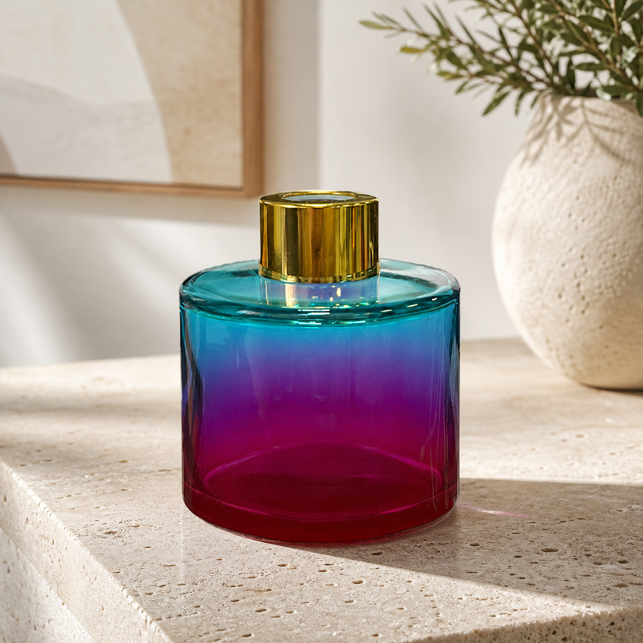 Dyfuzor zapachowy okrągły Niebiesko Różowy OMBRE 100 ml – gold – zdjęcie produktu