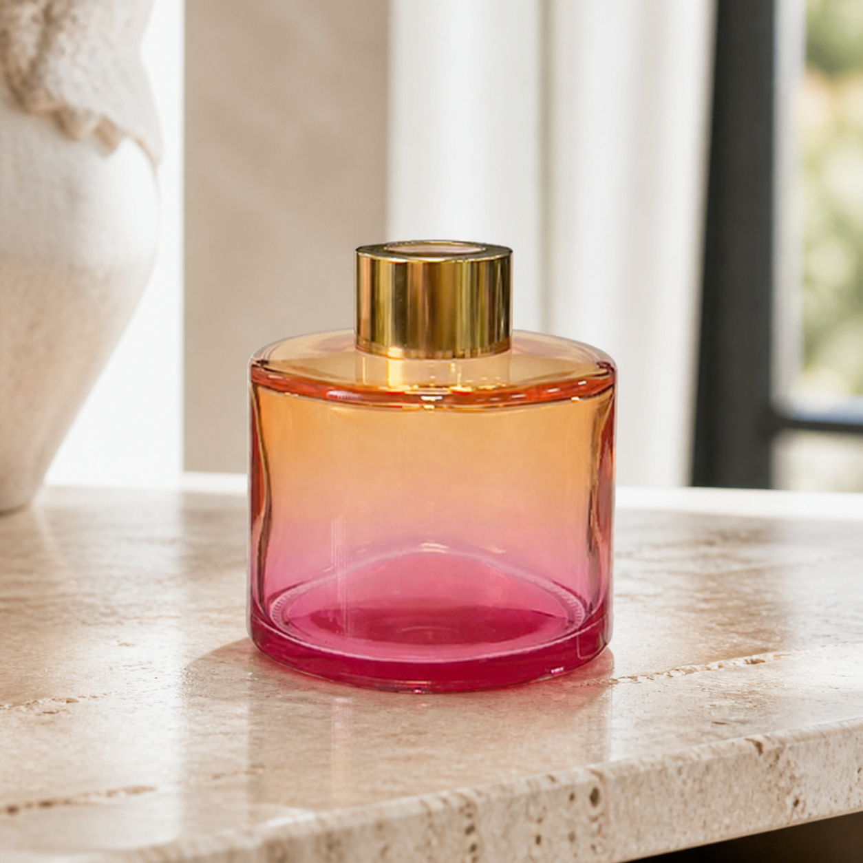 Dyfuzor zapachowy okrągły Różowo Pomarańczowy OMBRE 100 ml – gold – zdjęcie produktu