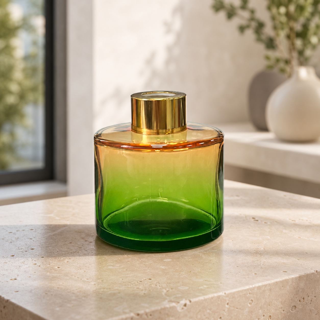 Dyfuzor zapachowy okrągły Pomarańczowo Zielony OMBRE 100 ml – gold – zdjęcie produktu