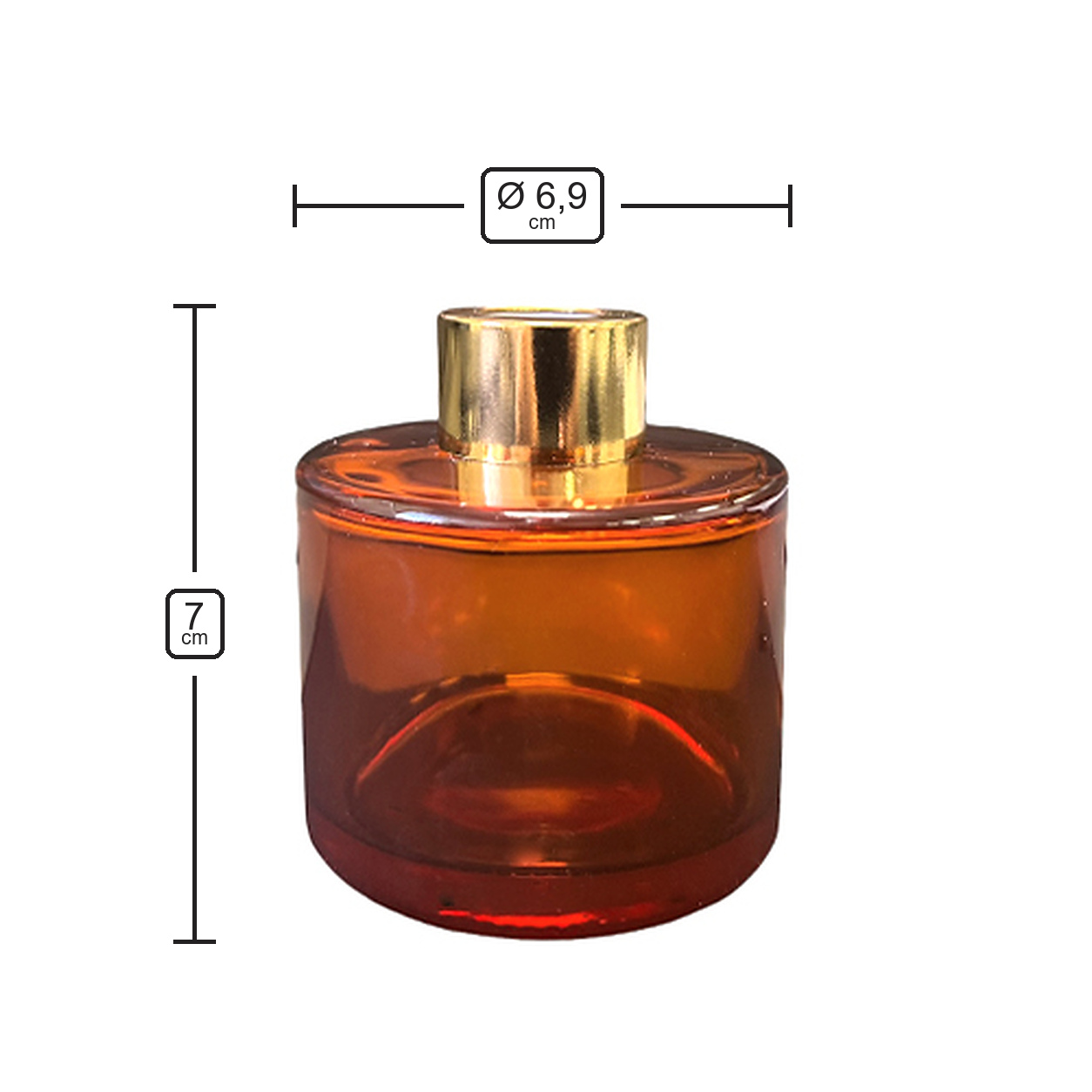 Dyfuzor zapachowy okrągły rudy błysk 100 ml – gold – wymiary produktu