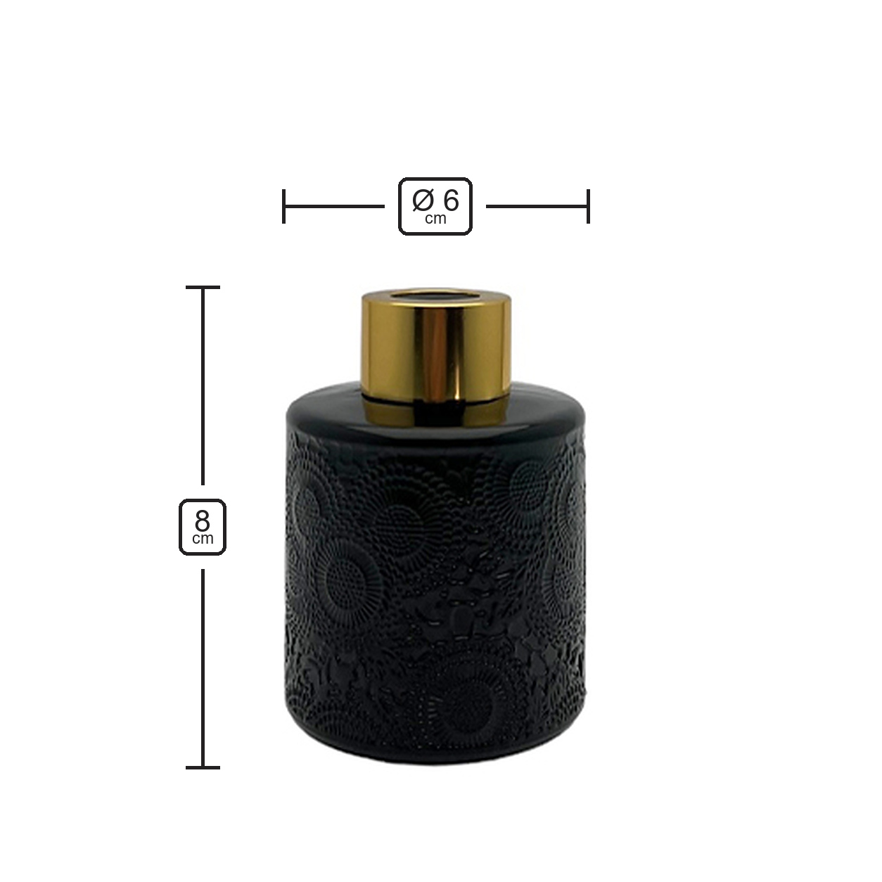 Dyfuzor zapachowy z wzorem czarny błysk 100 ml - gold – wymiary produktu