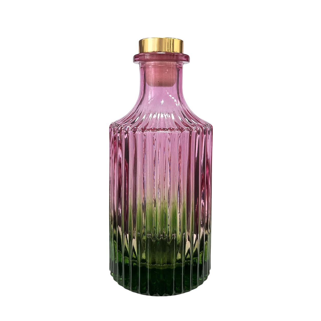 Dyfuzor ryflowany – Różowo zielony ombre 200 ml – gold – szkło do dyfuzora, widok produktu