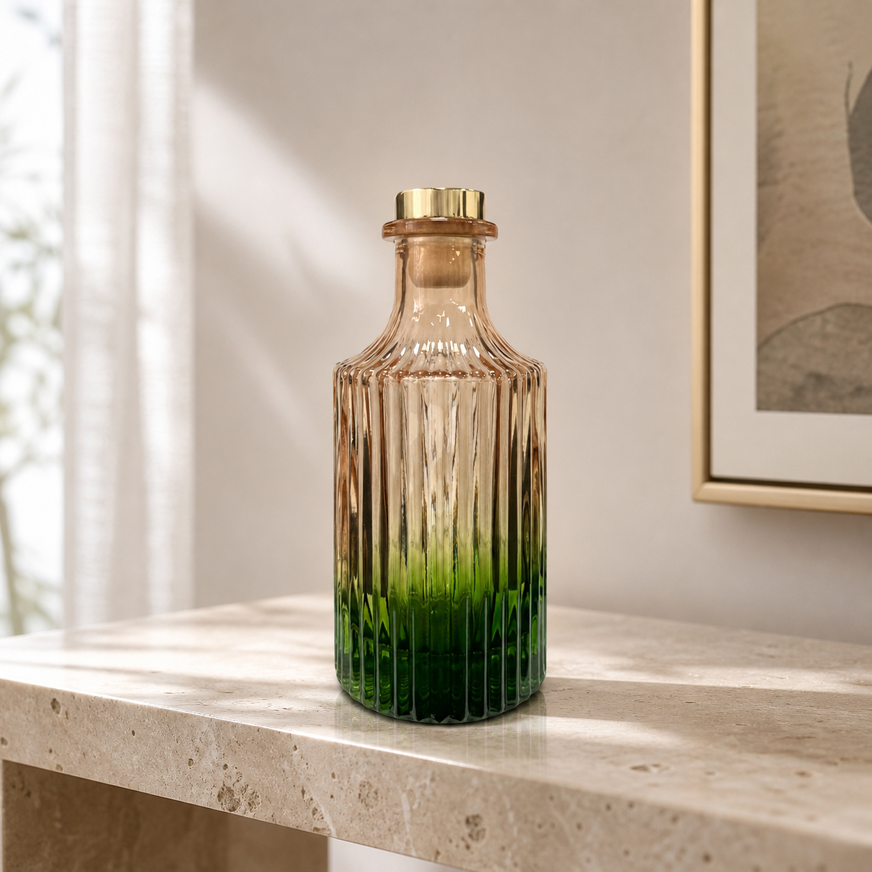 Dyfuzor ryflowany – Pomarańczowo zielony ombre 200 ml – gold – zdjęcie produktu