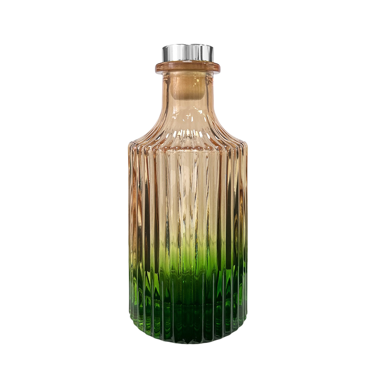 Dyfuzor ryflowany – Pomarańczowo zielony ombre 200 ml – silver – szkło do dyfuzora, widok produktu