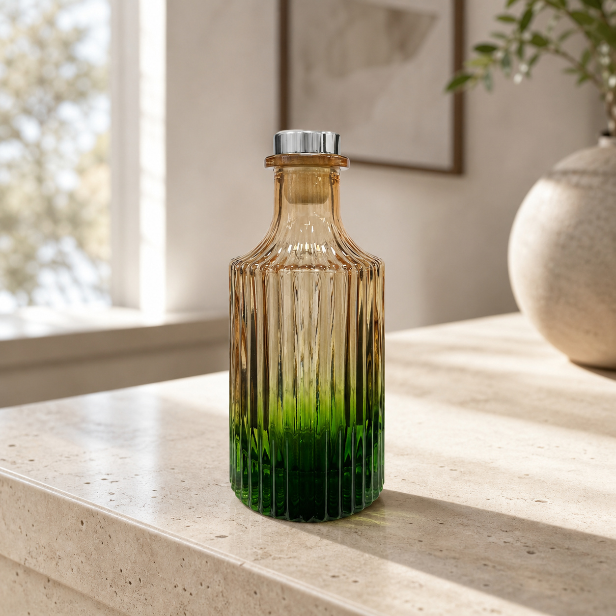Dyfuzor ryflowany – Pomarańczowo zielony ombre 200 ml – silver – zdjęcie produktu