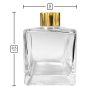 Dyfuzor zapachowy kwadrat 200 ml – gold – wymiary produktu