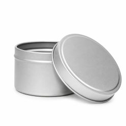 Pojemnik metalowy 67×46 mm srebrny do świec – widok produktu na białym tle